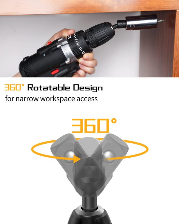Katerk 1/4 Bit Holder Key Chain Cool Gadgets, Drill Bit Holder for Impact Driver, w/Impact Socket Adapter for Drills, 360° Rotatable and Hex 1/4" 3/8" 1/2" Drill Socket Adapter for Automotive DIY - Image 5