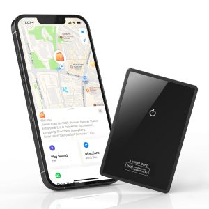 Thin Wallet Tracker Card with Wireless Charging, Mirror Finish Bluetooth Trackers Works with Apple Find My (iOS Only), Slim Item Finder for Luggage Tag, Purse, Handbag, Clutch, Backpack