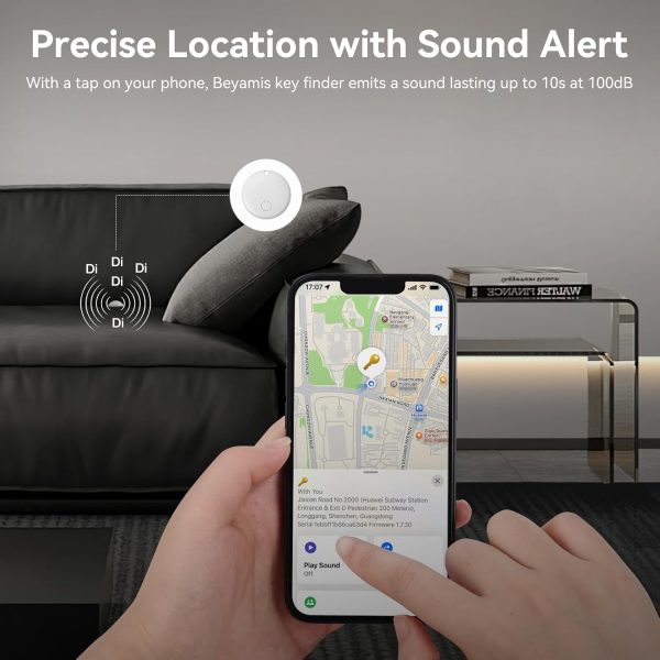 Air Tags 4 Pack Works with Find My App (iOS 14.6 Above Only) Wallet Trackers with 2 pcs Replaceable Batteries, Item Finders for Dog, Keys, Luggage, Suitcases, Pets, Loud Beep - Image 3