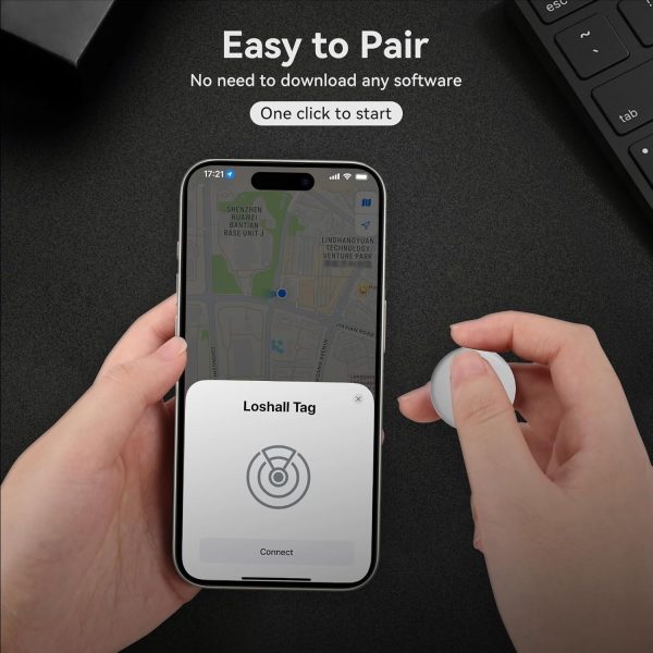 Air Tags 4 Pack Works with Find My App (iOS 14.6 Above Only) Wallet Trackers with 2 pcs Replaceable Batteries, Item Finders for Dog, Keys, Luggage, Suitcases, Pets, Loud Beep - Image 4