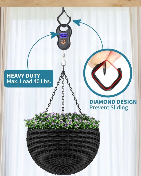 Katerk 50 Pack Screw in Hooks for Outdoor String Lights W/Safety Buckle 1 Nut Drive, Square Snap Ceiling Hooks for Hanging Christmas Light, Plants, Ornament, Windproof Eye Hook for Outside - Image 3