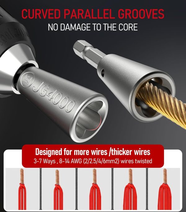 Katerk 2 pcs Wire Twister Tool for Drill with Bit Holder Keychain 1/4 in Fast Cable Wire Twisting Connector Kit for 9 to14 AWG 3 to 7 Ways Effortless Wire Nut Twister for Electrical Impact Power - Image 3