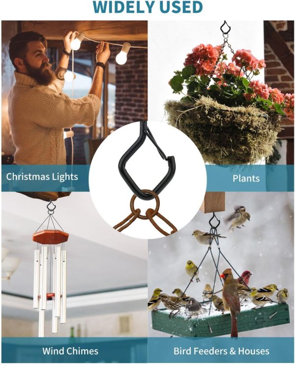 Katerk 50 Pack Screw in Hooks for Outdoor String Lights W/Safety Buckle 1 Nut Drive, Square Snap Ceiling Hooks for Hanging Christmas Light, Plants, Ornament, Windproof Eye Hook for Outside - Image 5