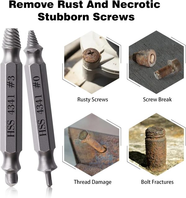 Valkynos Gifts for Men, Damaged Screw Extractor Set 6 Pcs, Valentine's Day Gifts for Him, Husband, Stripped Screw Nuts Bolts Drill Bit Tool, Easy Out Removal of Rusty Broken Mechanical Accessories - Image 4
