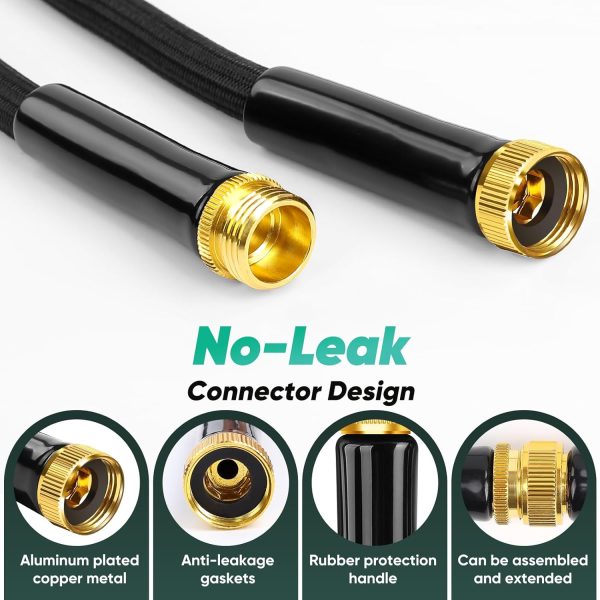 Garden Hose 100FT, Non-Expanding, Lightweight Hose With 8 Function Nozzle, Leak-Proof, No-Knot, Easy to Carry, Wear-Resistant, Sturdy, Flexible, 3/4GHT, Water Hose for Yard, Garden, Outdoor - Image 4