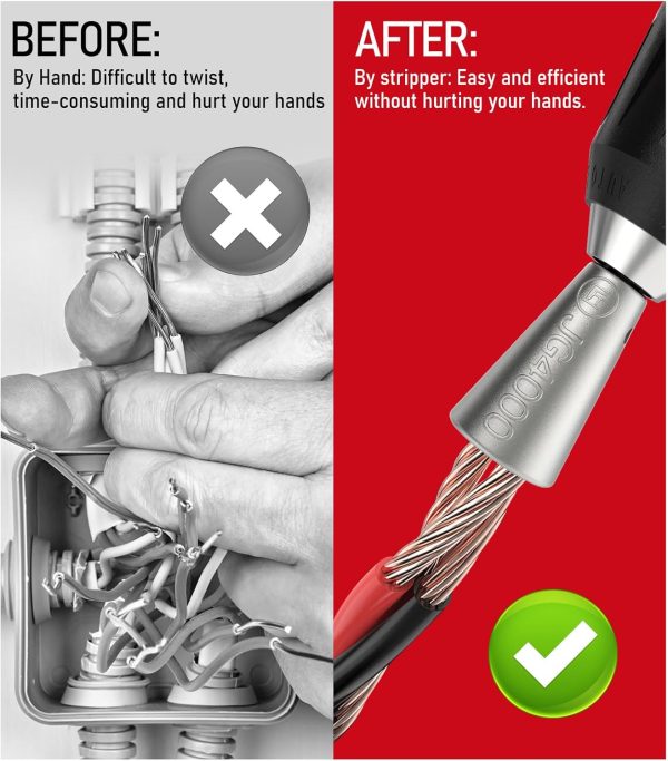 Katerk 2 pcs Wire Twister Tool for Drill with Bit Holder Keychain 1/4 in Fast Cable Wire Twisting Connector Kit for 9 to14 AWG 3 to 7 Ways Effortless Wire Nut Twister for Electrical Impact Power - Image 4