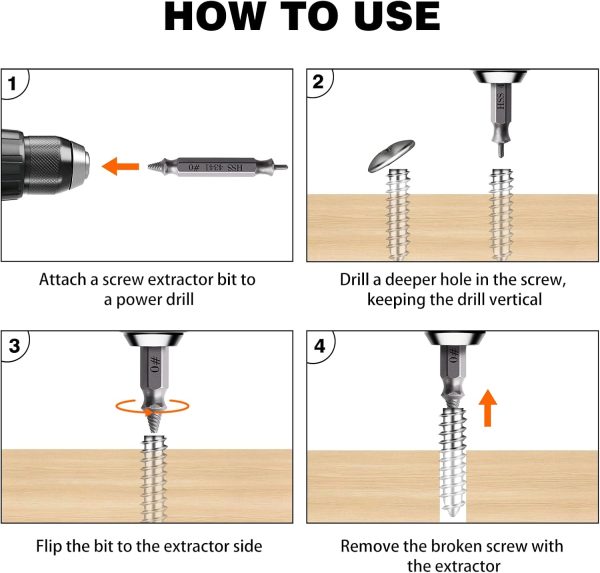 Valkynos Gifts for Men, Damaged Screw Extractor Set 6 Pcs, Valentine's Day Gifts for Him, Husband, Stripped Screw Nuts Bolts Drill Bit Tool, Easy Out Removal of Rusty Broken Mechanical Accessories - Image 2
