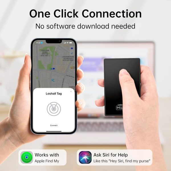 Thin Wallet Tracker Card with Wireless Charging, Mirror Finish Bluetooth Trackers Works with Apple Find My (iOS Only), Slim Item Finder for Luggage Tag, Purse, Handbag, Clutch, Backpack - Image 2