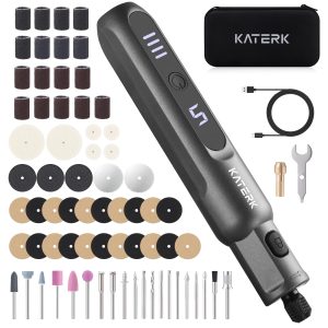 Katerk Cordless Rotary Tool Kit, 3.7V Mini Rotary Tool with 5 Speed and 70PCS Accessories, 20000RPM, USB Charging Multi-Purpose Power Tool for Engraving, Sanding, Drilling, Polishing, Cutting, Grey