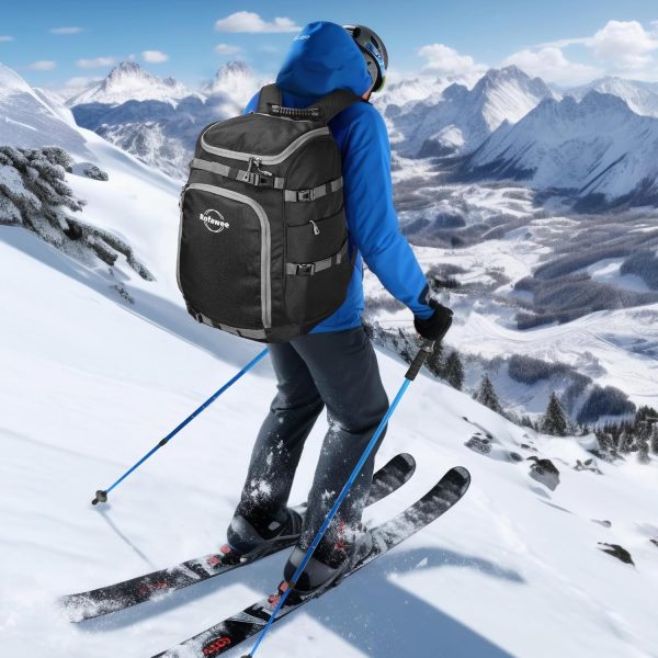 Rofawee Ski Boot Bag, 60L Ski Boot Travel Backpack Waterproof Snowboard Boot Backpack for Travel Stores Ski Gear Including Helmet, Goggles, Gloves, Snowboard & Accessories - Image 7