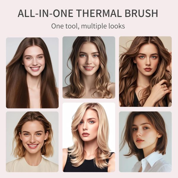 AISEELY Thermal Brush Curling Iron, 1.5 Inch Ceramic Heated Round Brush, Curly and Straight Hair, 5 Temperature Settings, Negative Ion Less Damage, Dual Voltage Hair Tools, Pink - Image 7