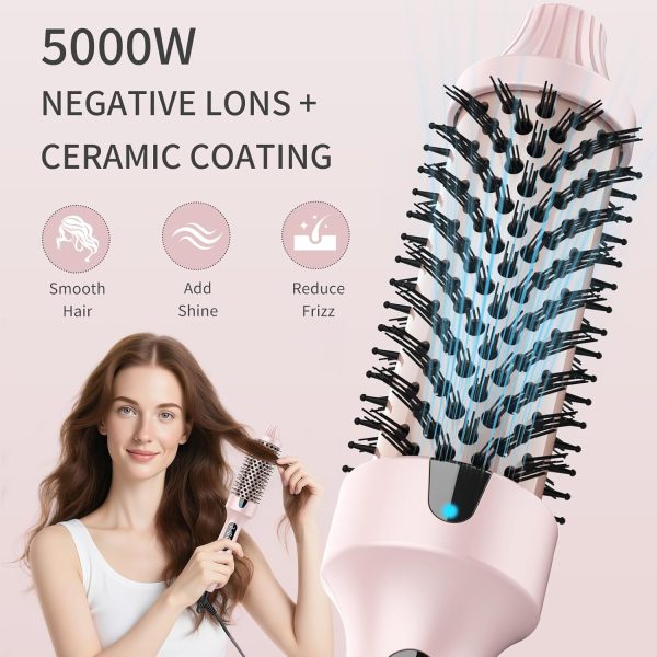 AISEELY Thermal Brush Curling Iron, 1.5 Inch Ceramic Heated Round Brush, Curly and Straight Hair, 5 Temperature Settings, Negative Ion Less Damage, Dual Voltage Hair Tools, Pink - Image 4