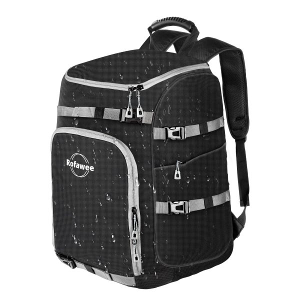 Rofawee Ski Boot Bag, 60L Ski Boot Travel Backpack Waterproof Snowboard Boot Backpack for Travel Stores Ski Gear Including Helmet, Goggles, Gloves, Snowboard & Accessories