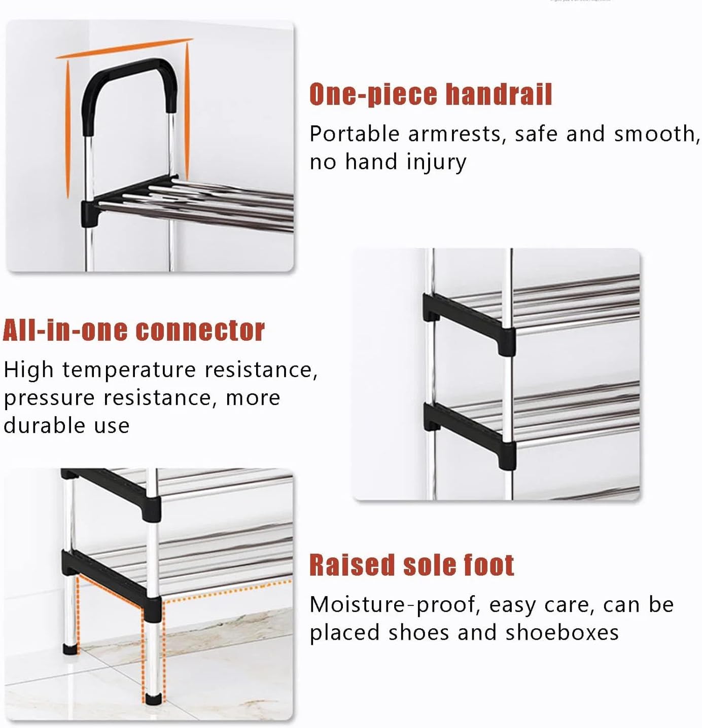 Sapateira Vertical de 5 Níveis, Estrutura em Metal e Plástico, Alta Capacidade de Armazenamento, Design Compacto, Preto - Image 3
