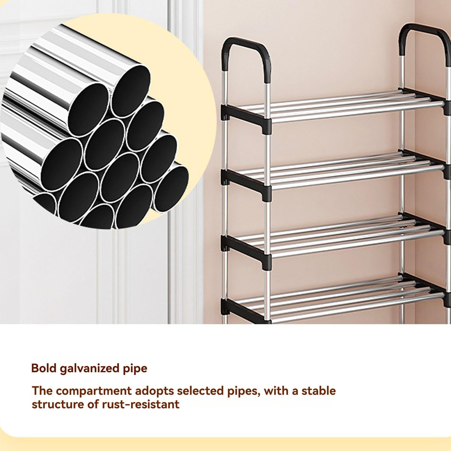 Sapateira Vertical de 5 Níveis, Estrutura em Metal e Plástico, Alta Capacidade de Armazenamento, Design Compacto, Preto - Image 6