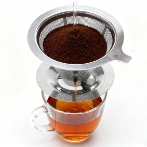 Version 1.0.0 Coador de Café para Vertido – Filtro Café Inox Atualizado, Filtro de Café Aço Inoxidável Sem Papel, para 1 a 2 Xícaras, Mantém o Sabor Natural do Café, Fácil de Usar e Limpar, Sem Bagunça
