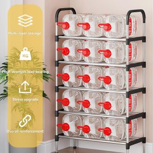 Version 1.0.0 Sapateira Vertical de 5 Níveis, Estrutura em Metal e Plástico, Alta Capacidade de Armazenamento, Design Compacto, Preto