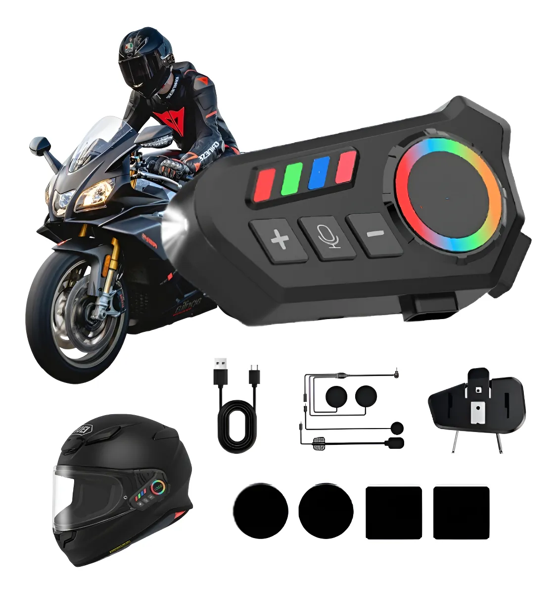 Fone De Ouvido Para Capacete Sem Fio Bluetooth Headset Rgb