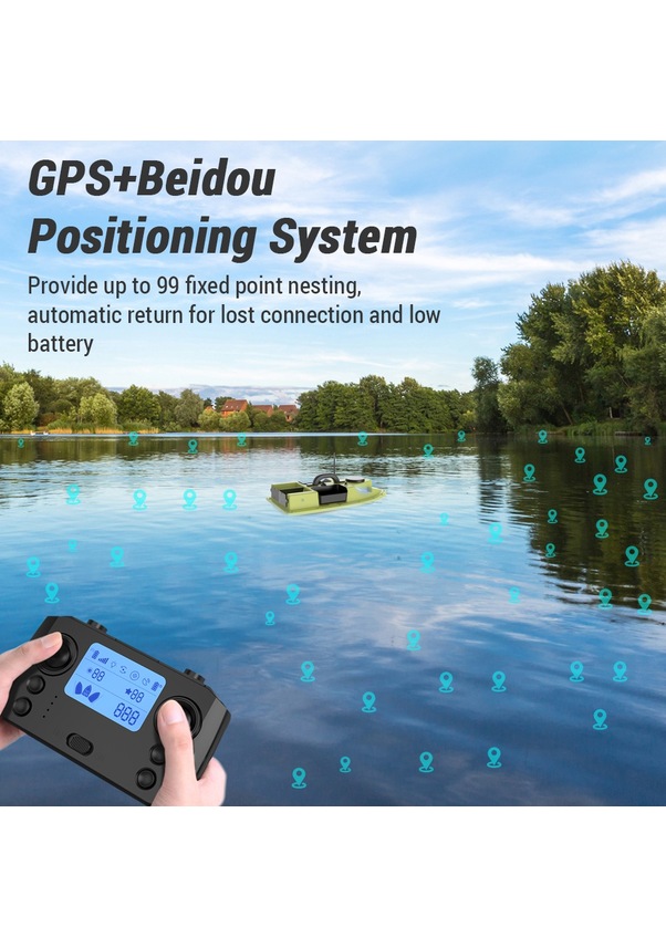 Vlkmall GPS RC Fishing Bait Boat Automatic Bait Boat Ship with 4 Bait Containers 500m Wireless Remote Control Range 2kg Payload - Image 4