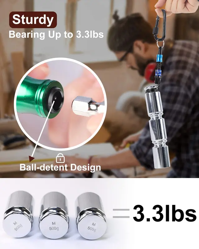 Katerk 6pcs 1/4 inch Hex Shank Aluminum Alloy Screwdriver Bits Holder 2 Sets, Light-weight Quick-change Extension Bar Keychain Drill Screw Adapter Change Portable (With Black Carabiner) - Image 4