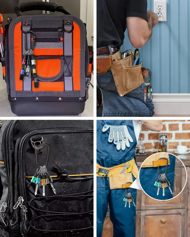 Katerk 6pcs 1/4 inch Hex Shank Aluminum Alloy Screwdriver Bits Holder 2 Sets, Light-weight Quick-change Extension Bar Keychain Drill Screw Adapter Change Portable (With Black Carabiner) - Image 5