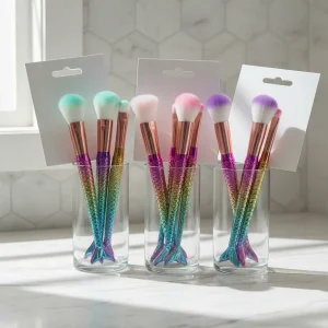 Kit Maquiagem Escova Sereia 16 Pincéis 4 Gradientes De Cor Rico E Colorido